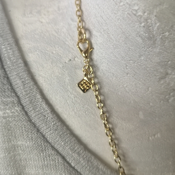 Banana Republic Gold tone long necklace with pink crystals - Picture 5 of 5